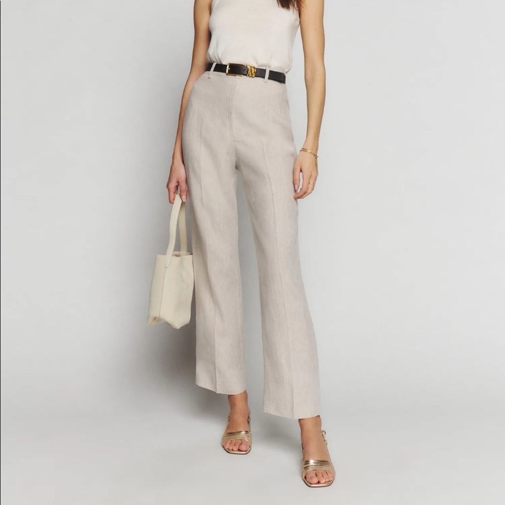 Reformation Freddie linen pant in Oatmeal